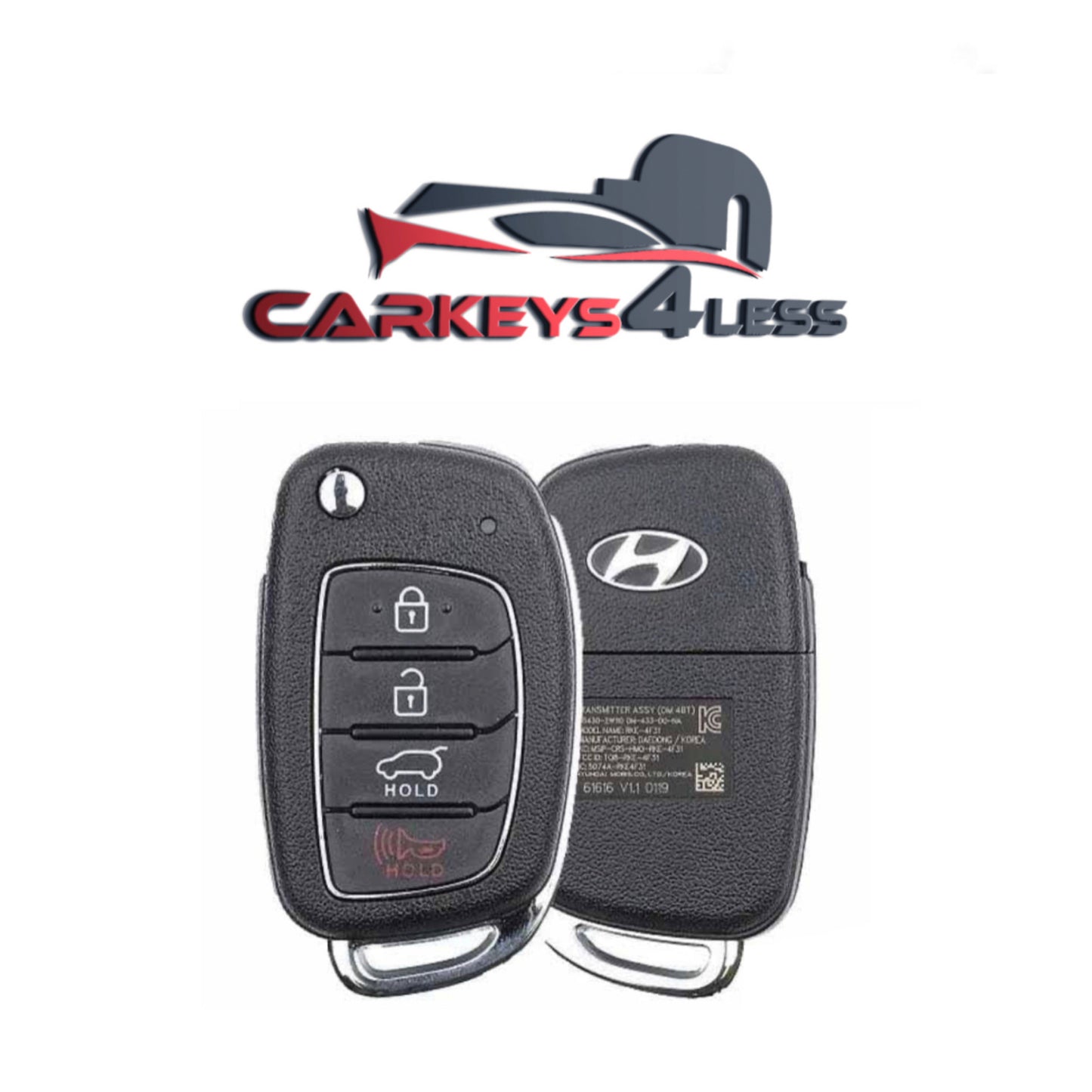 2015-2019 Hyundai Santa Fe / 4-Button Flip Key / PN: 95430-2W110 / TQ8-RKE-4F31 (OEM Refurb)